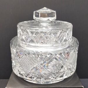 Vintage European Crystal Cut Glass Jar with Lid.